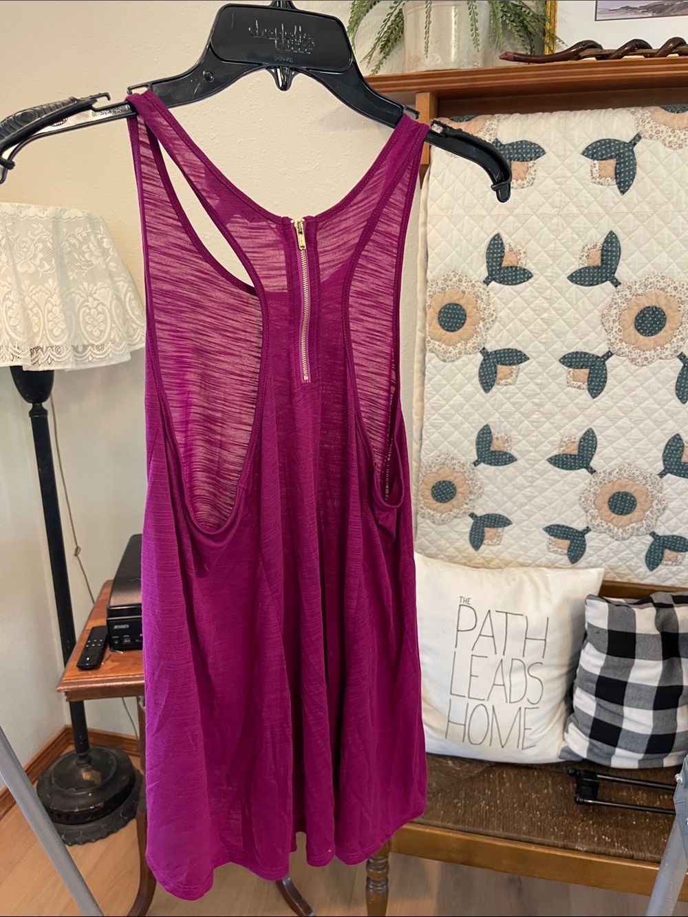 American Eagle Outfitters Magenta Racerback Swing Tank - Picture 3 of 4